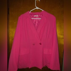 BeaVely Women's Double-Breasted Bright Pink Blazer Jacket